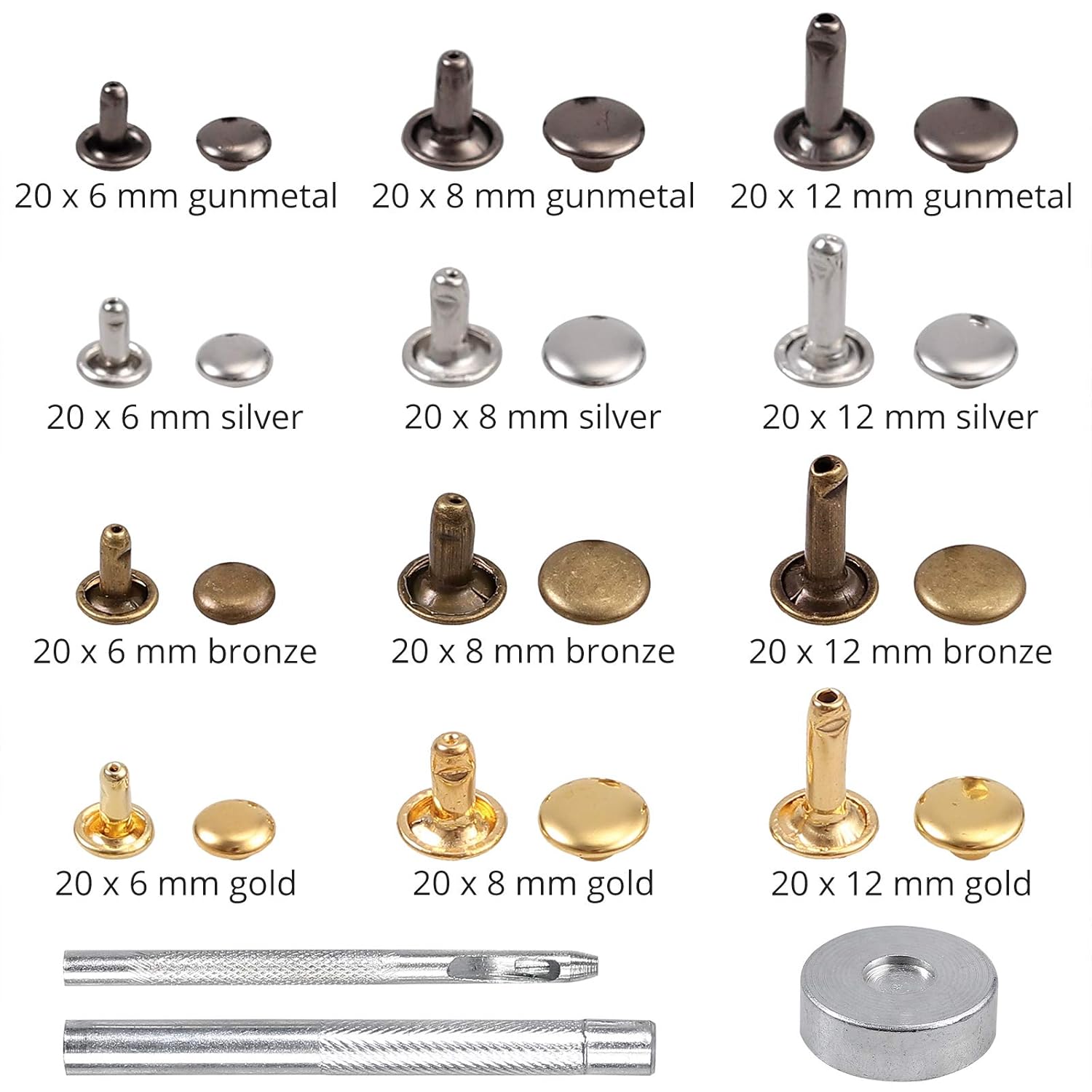 Hоttеѕt Sаlеѕ Leather Hole Punch Tool & 240Pcs Leather Rivets, Belts Revolving Puncher Kit with Screwdriver Grinding Rod Ruler Brass Pad 3 Sizes Double Cap Rivets with Hand punch pliers 3 Pieces Setting Tool Kit Bеѕt Cуbеr Mоndау 🔥 Leather Hole Punch Tool & 240Pcs Leather Rivets, Belts Revolving Puncher Kit with Screwdriver Grinding Rod Ruler Brass Pad 3 Sizes Double Cap Rivets with Hand punch pliers 3 Pieces Setting Tool Kit