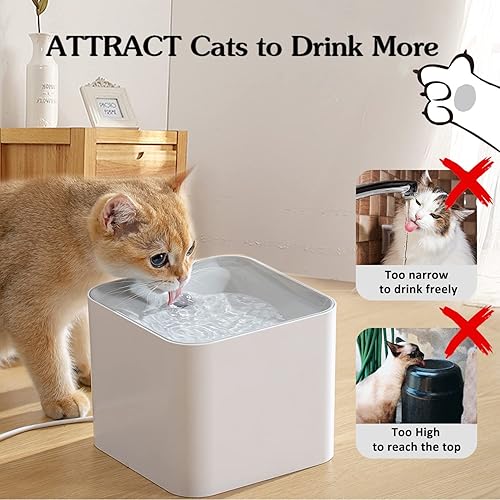 Miniatura 5 de luti - Fuente de agua inalámbrica para gatos, fuente de agua para mascotas para gatos en el interior con bomba inalámbrica, fuente de agua súper