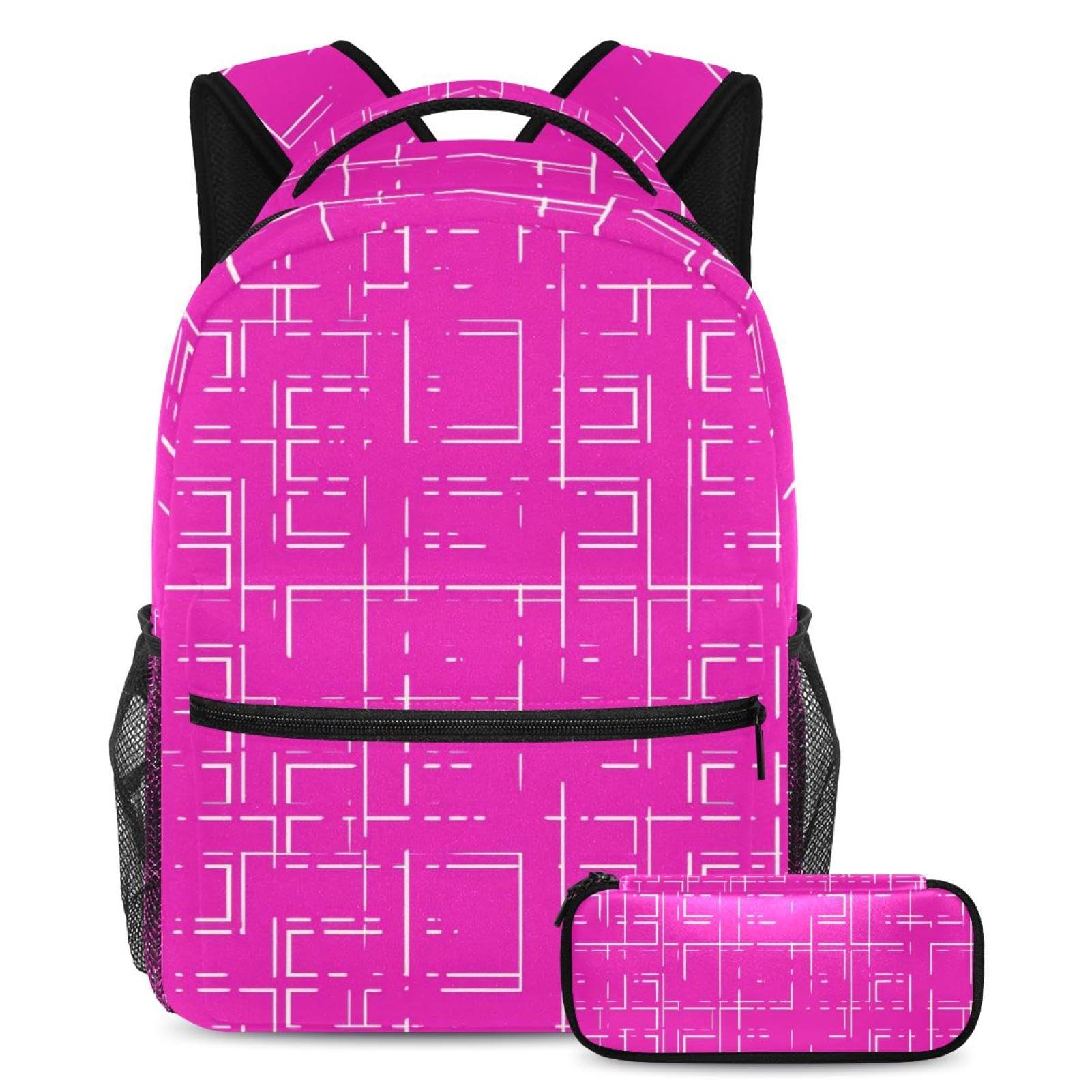 Sac à dos de jour géométrique carré rose 29.4x20x40cm multicolore - 7