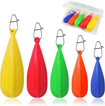 Fishing Practice Plug, 5 Mixed Sizes Silicone Bait Casting Practice Plugs Practice Fishing Lures Weight for Kids Beginner to Improve Casting Skills 3/5oz 1/2oz 3/8oz 1/4oz 3/16oz