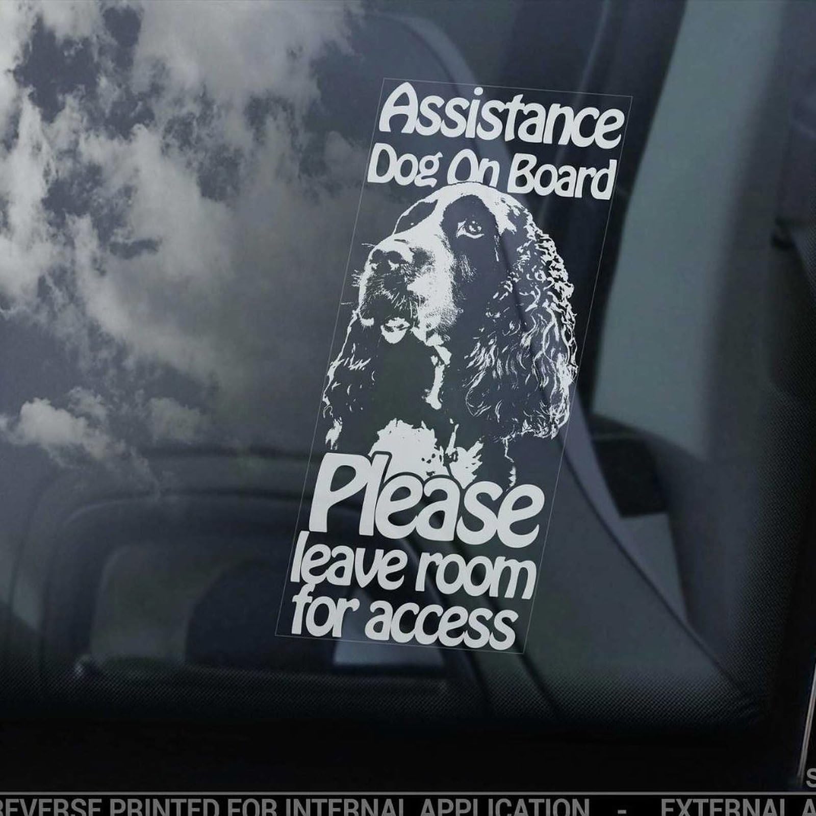 Madcolitote Assistance Dog on Board Car Window Sticker Springer Spaniel Stroke Detection Dog Sign Decal Vinyl Die Cut Decals Funny Bumper Stickers Animal Pet Gift