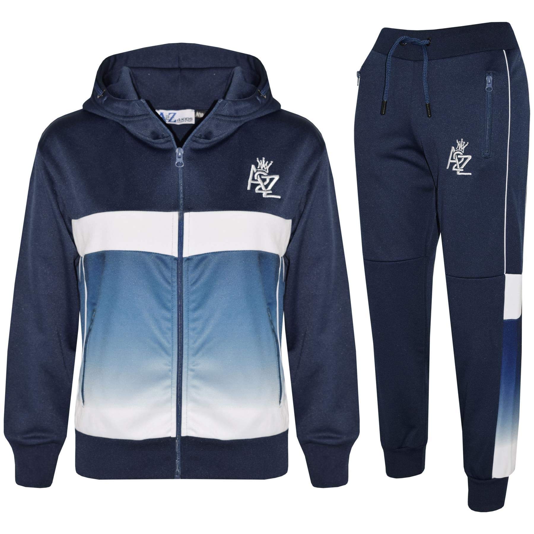 A2Z 4 Kids Boys Girls Tracksuit 3D Digital Two Tone Gradient A2Z Logo - T.S 307 Navy 13