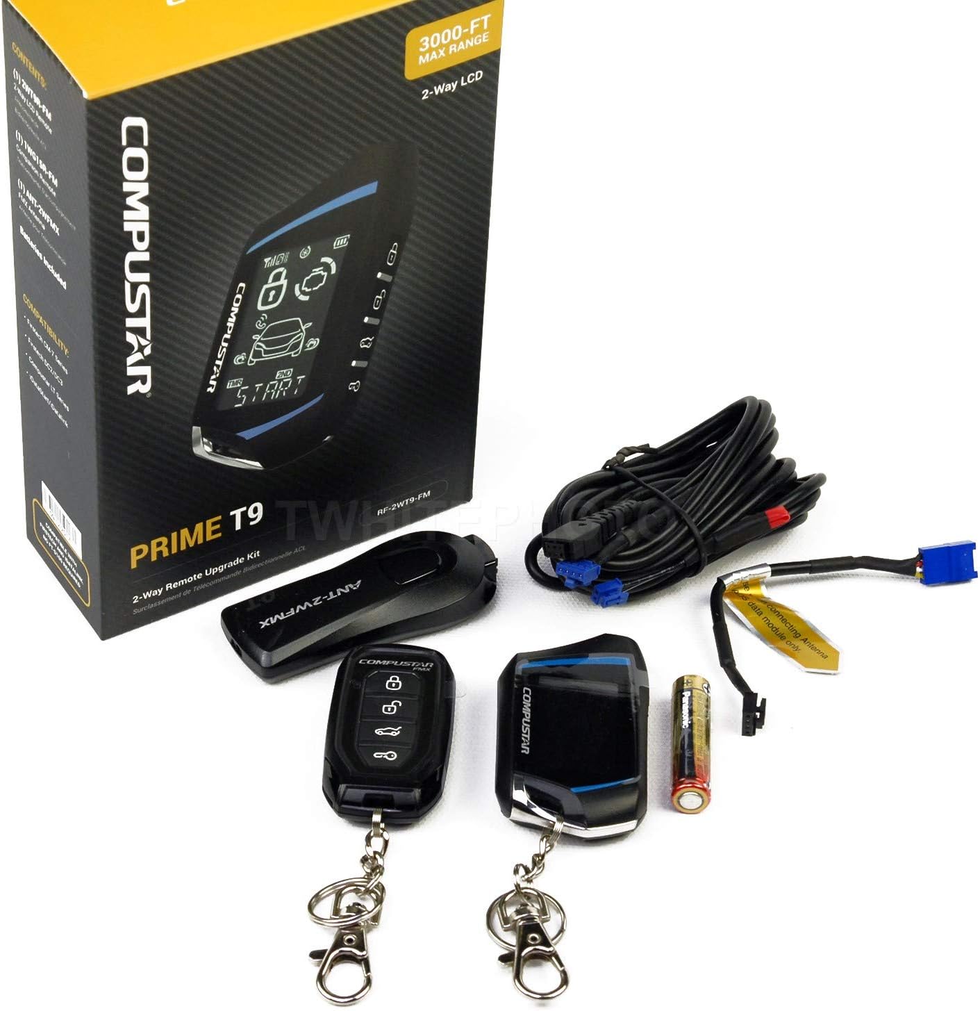 Compustar RF-2WT9FM 2-Way Remote Start kit 4-Button RF LCD 1-Way Remote, 3000 Ft Range FMX Technology