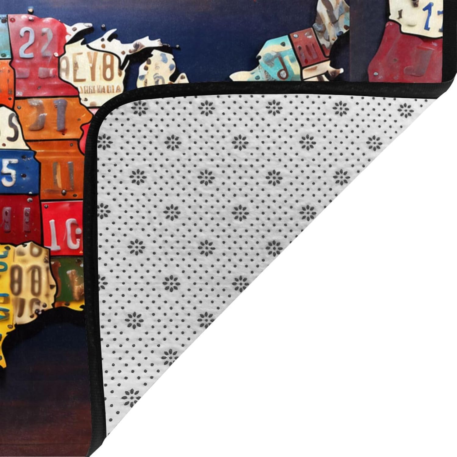 Flannel Non-Slip (License Plate Map) Rug Pad 80×50in Soft Washable Protective for Hardwood Floors Bedroom Bathroom Living Room