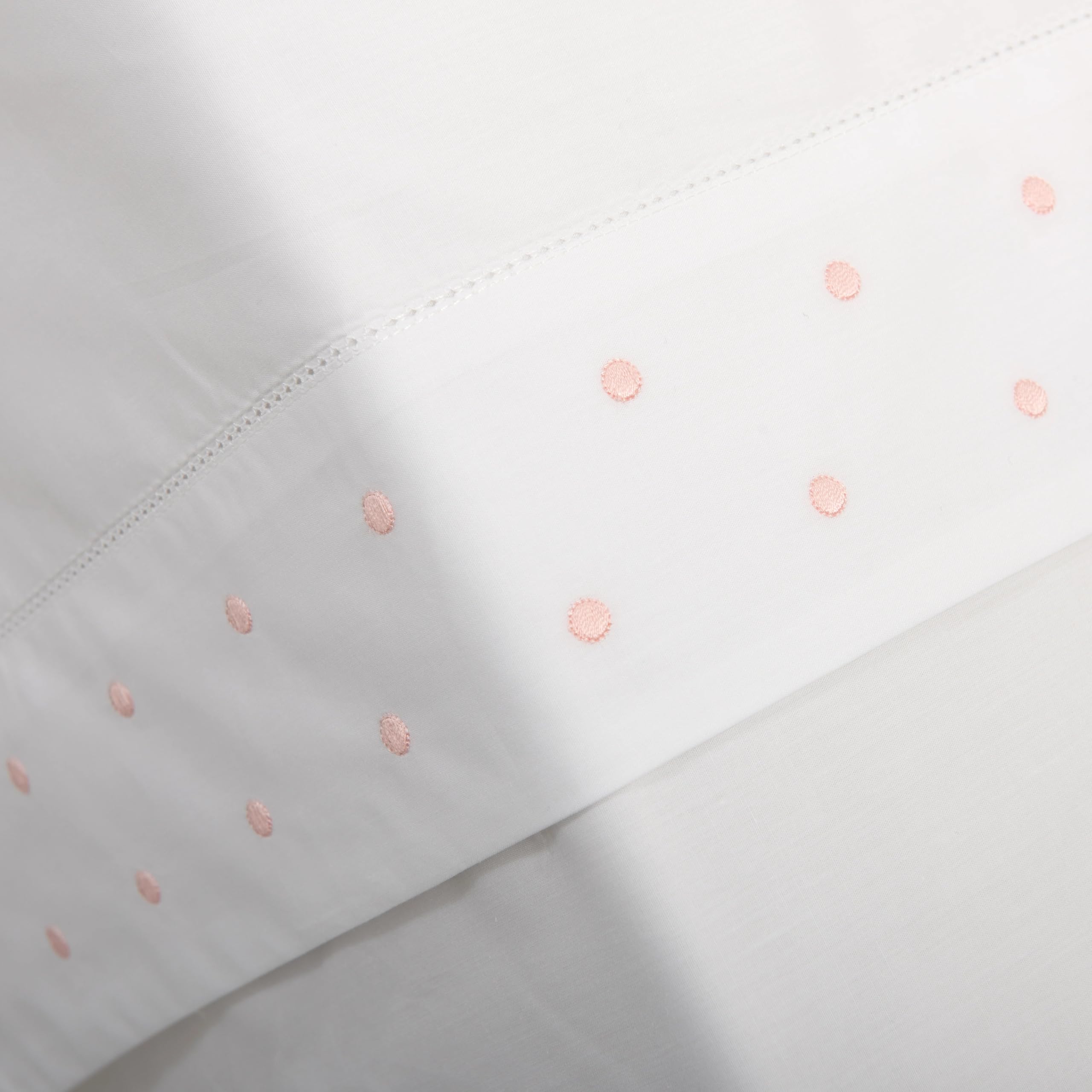 Sábanas Cuna Lunares Rosa - - 100% Algodón de Percal - 200 Hilos - Lunares - 3 Piezas - Fabricado en Portugal