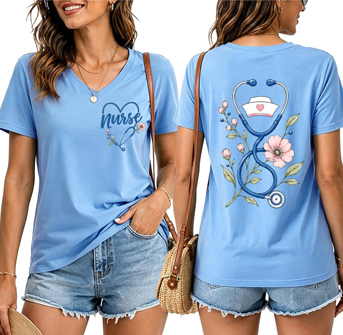 Nurse Shirts for Women Boho Floral Nurse Life T Shirt