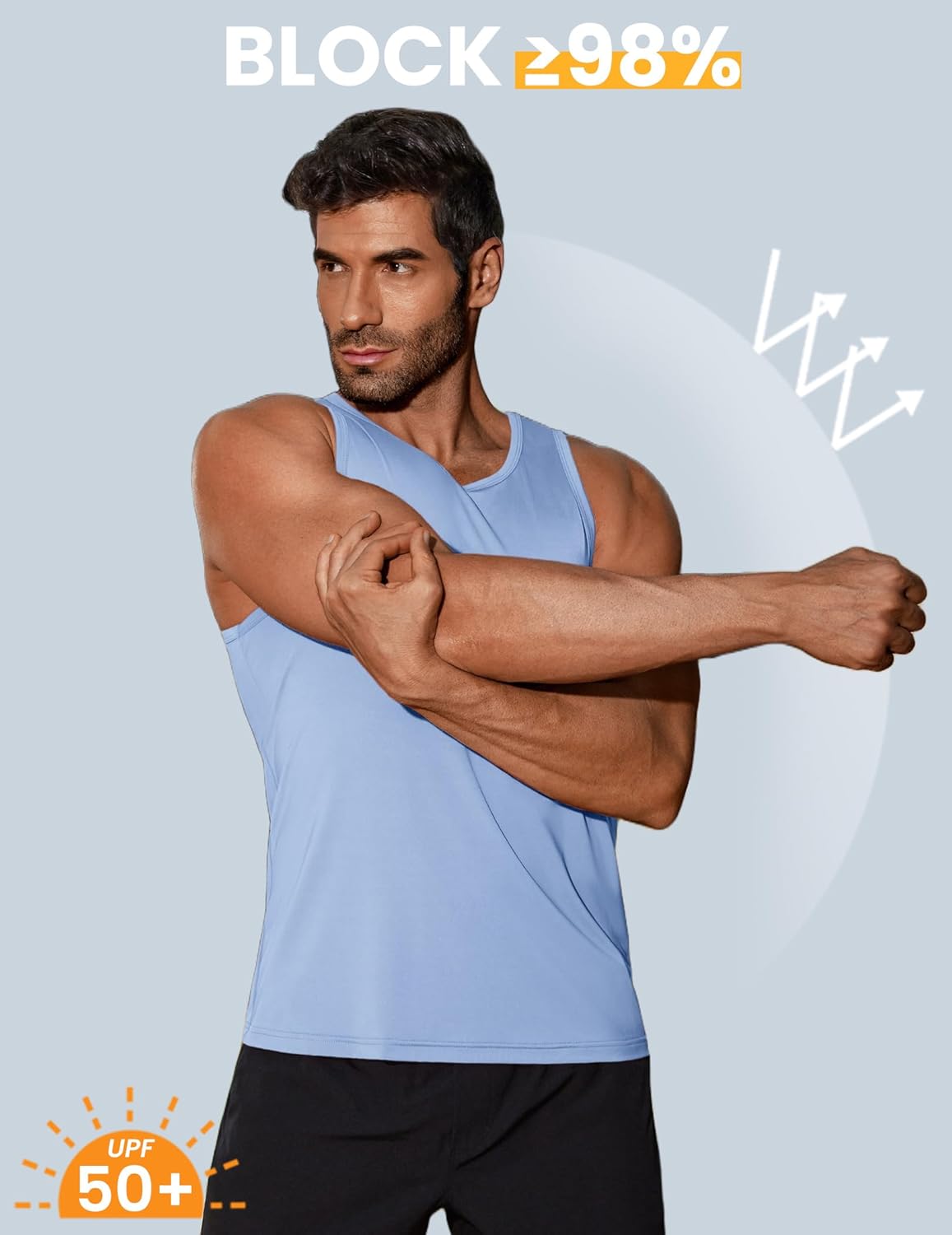 COOFANDY Mens Tank Top UPF 50+ Quick Dry Sleeveless Shirts Summer Workout Muscle T Shirt Cool Swim Beach Top - Image 2