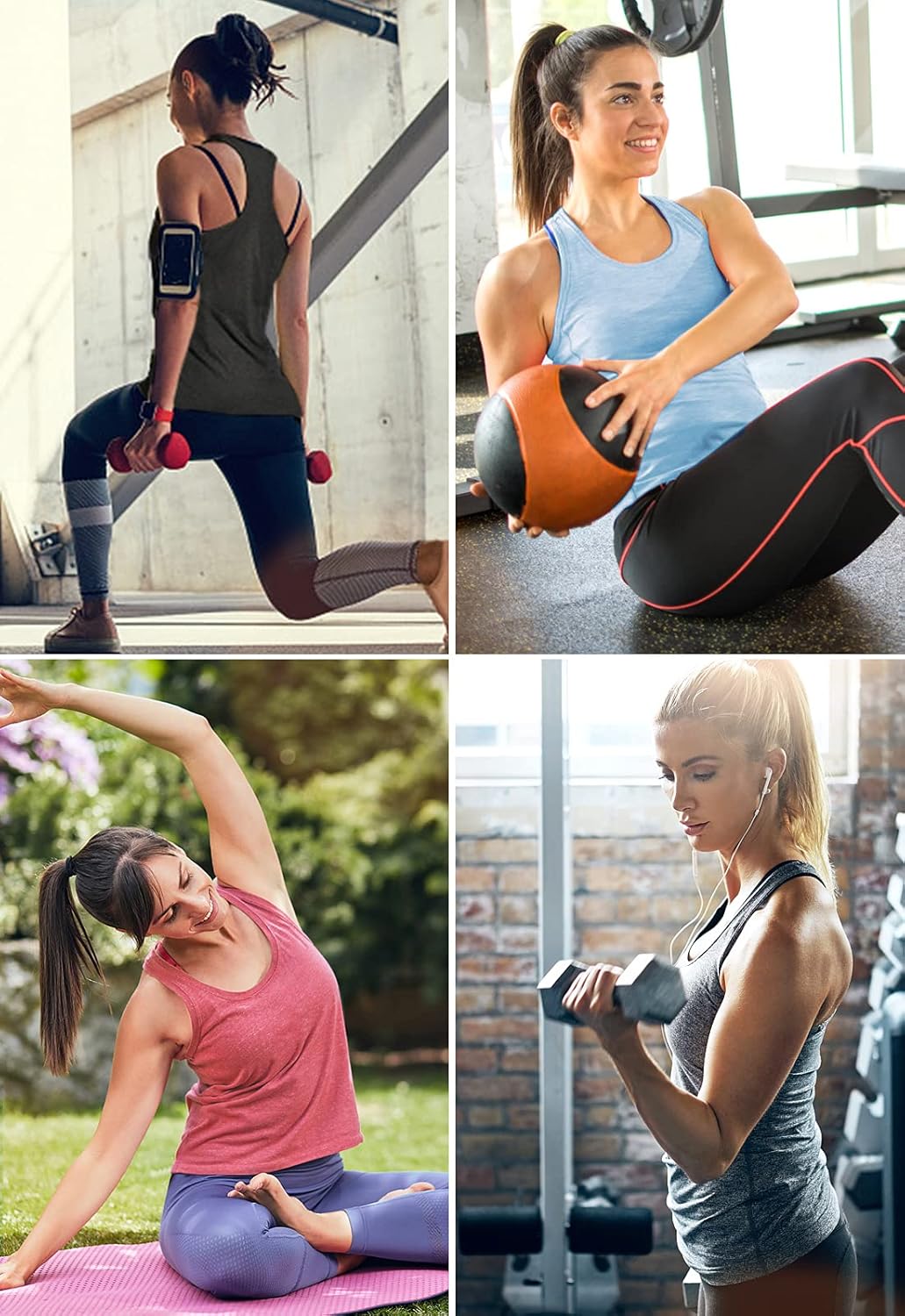 Air Curvey Workout Tank Tops for Women Yoga Racerback Tanks Athletic Quick Dry Activewear 4 Pack - Image 4