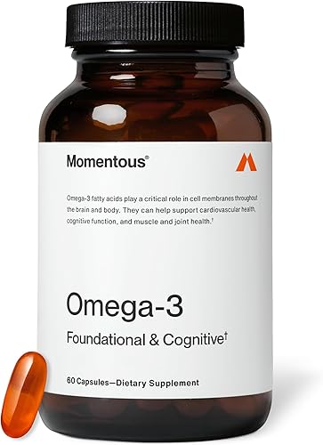 Momentous Aceite de pescado omega-3 – Suplemento EPA y DHA de alta potencia para hombres y mujeres – Apoya la salud del corazón, las articulaciones