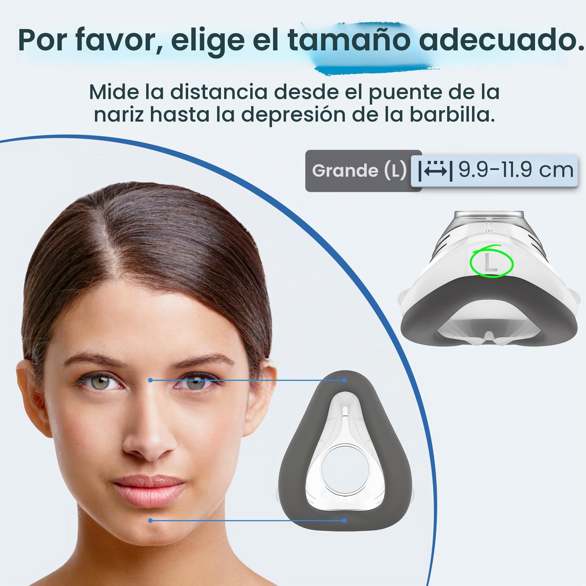 2 almohadillas mascarilla Compatible para AirFit F20 Nueva mascarilla de repuesto para f20 con espuma viscoelástica (L)