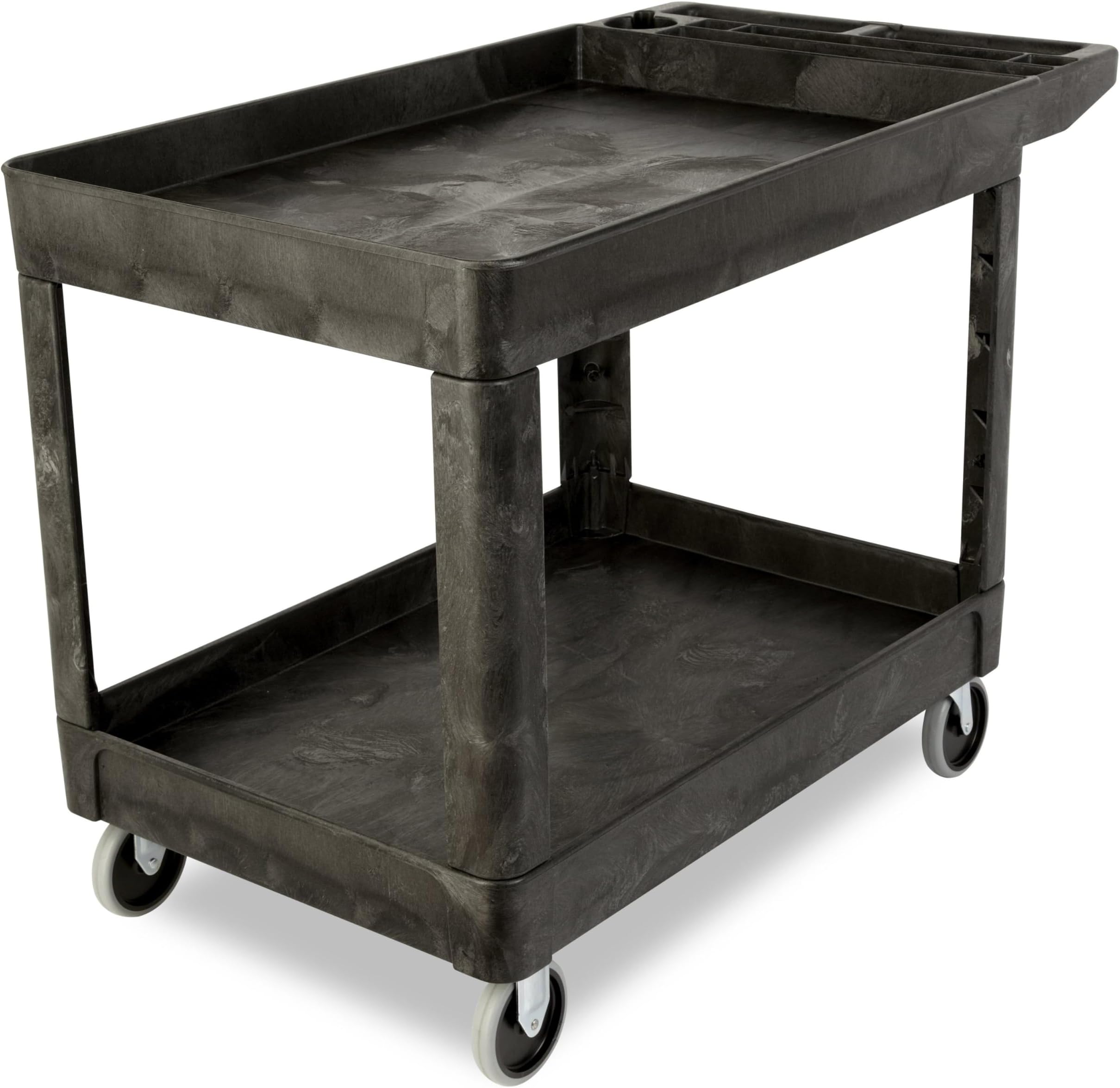 Rubbermaid FG452089BLA Heavy-Duty Flat Handle 2 Shelf Cart, 45.94" x 10.46" x 10.46"