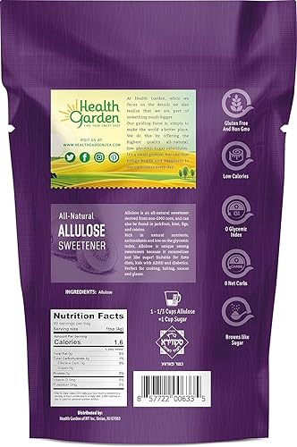 Miniatura 6 de Edularante de alulosa Health Garden  Sin gluten y azúcar  cero carbohidratos netos  no transgénicos  Kosher  keto Friendly 14 oz
