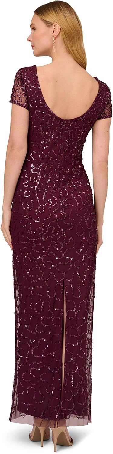 Adrianna Papell Women's Beaded Short Sleeve Gown - Image 2