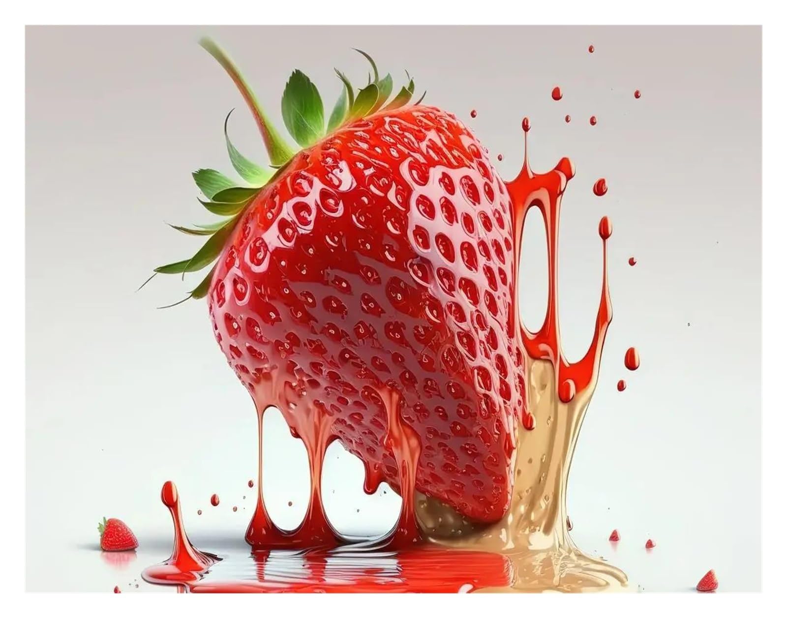 Peinture sur toile fraise rouge abstraite 40x60cm sans cadre