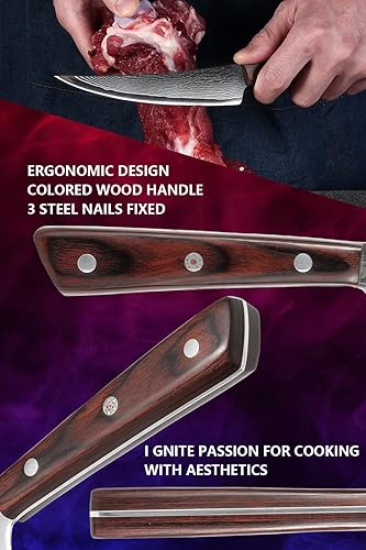 Miniatura 4 de Gutoky Cuchillo para deshuesar de Damasco, cuchillos afilados para carne y pescado, cuchillo de pescado con mango de palisandro