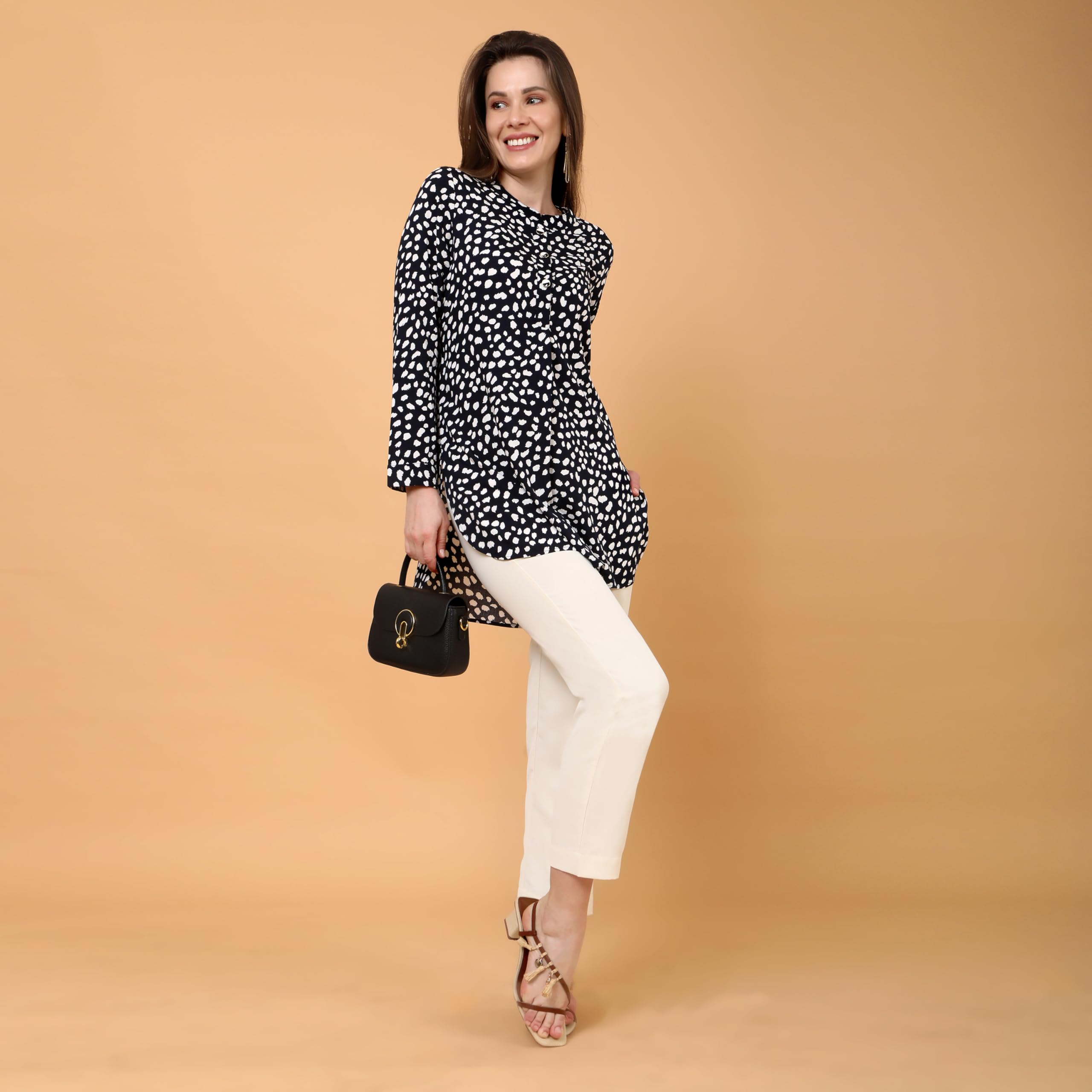 TAMISKA BY NARENDRA KUMAR Western Tunic for Women | Regular Wear,Rayon Material Printed Tops For Girls | Girls Summer Clothing Tops | Stylish Sleeve, Regular fit Tops (Blue_M) 2