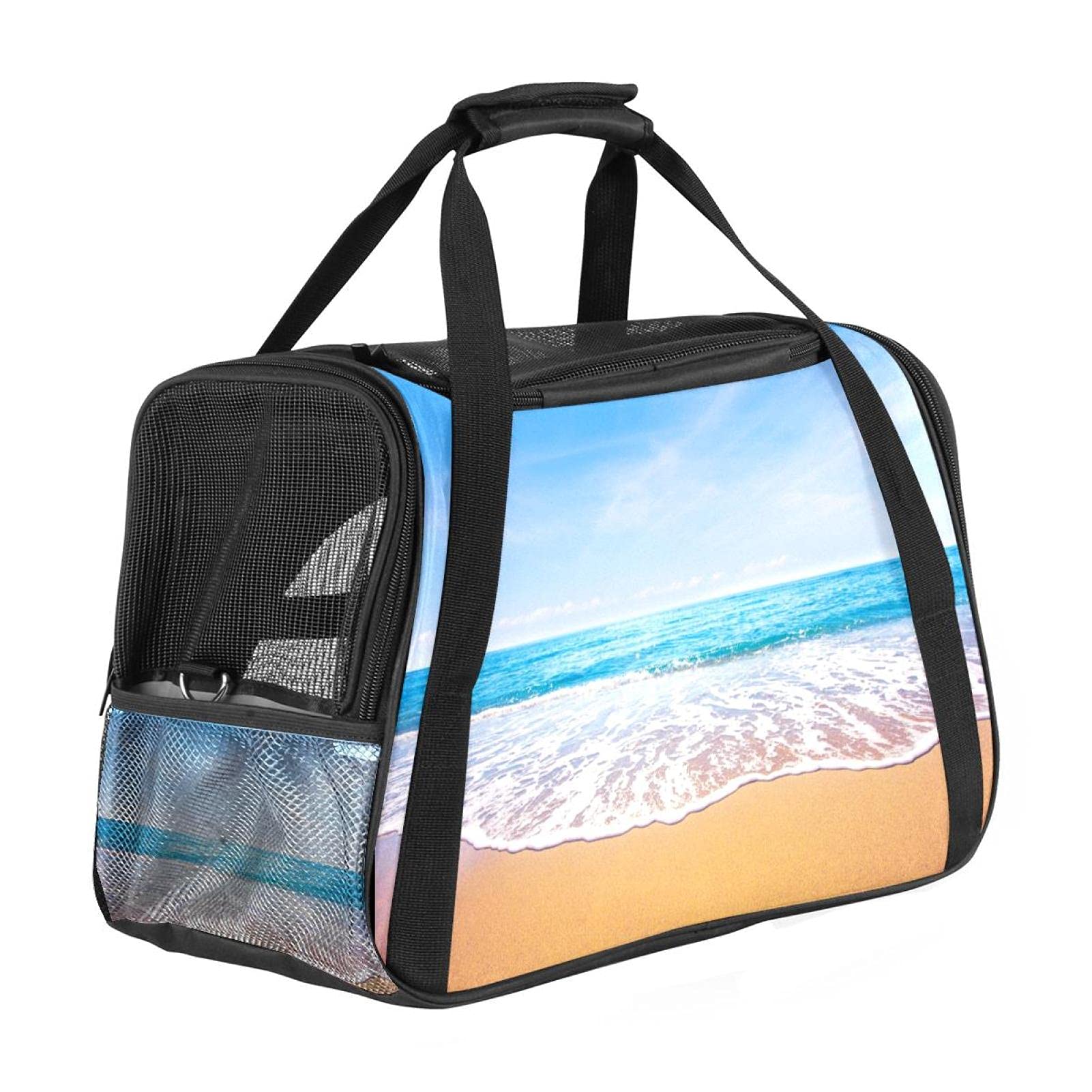 Trasportino per animali domestici da spiaggia e mare morbido da viaggio per gatti, cani e cuccioli, borsa portatile pieghevole per animali domestici approvata dalla compagnia aerea