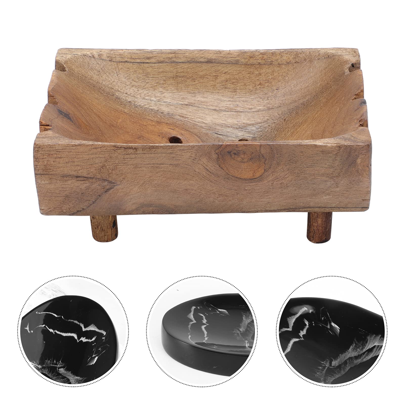 Jabonera De Madera Maciza Color Café Patas, Organizador y Caja De Almacenamiento para Baño y Cocina, Soporte Drenante para Jabón, Práctico y Natural, Juego 1 Unidad