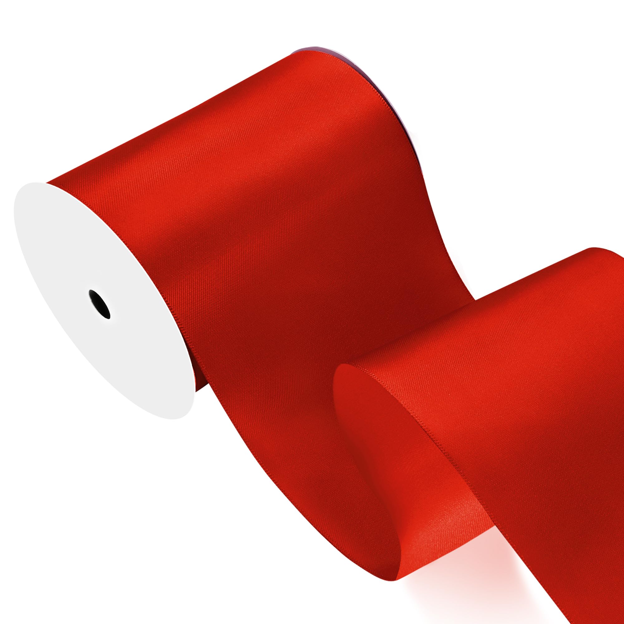 Red Satin Ribbon 4 inch X 15 Yards Polyester Ribbon for Gift Wrapping Very Suitable for Weddings Party Hair Bow Invitation Decorations and More