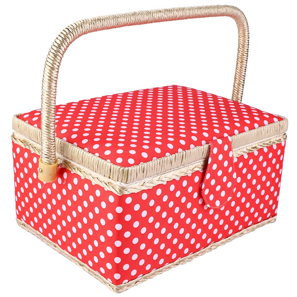Cestino da cucito in tessuto, cesto da cucito per uso domestico con tipo flip, organizer da cucito con design di archiviazione a doppio strato