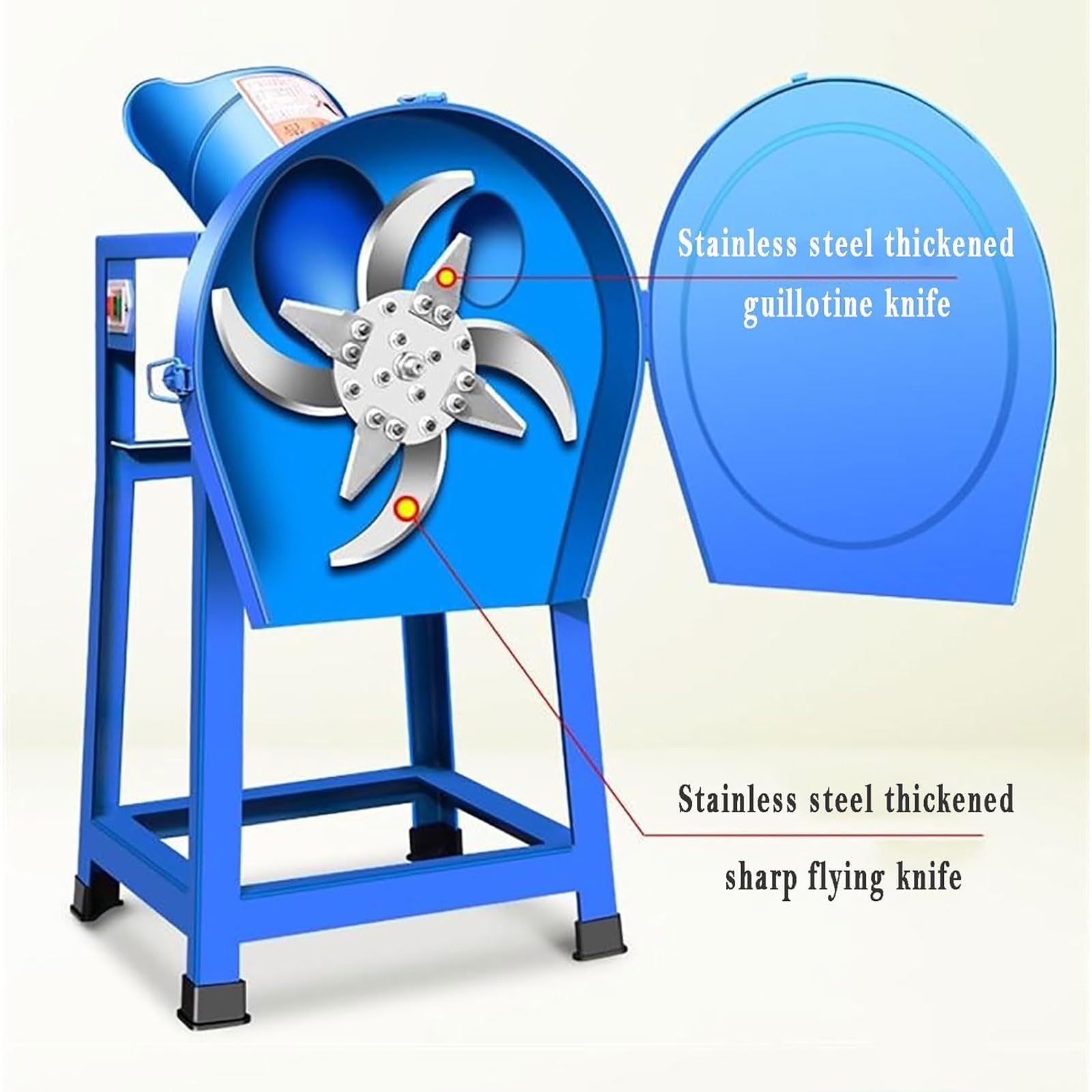 Molino Eléctrico De Piensos para Animales, Cortador De Piensos para Ganado De 1000 W, 500 Kg/Hora, Grosor De Pienso Ajustable, Diseño De Acero Inoxidable con 8 Cuchillas