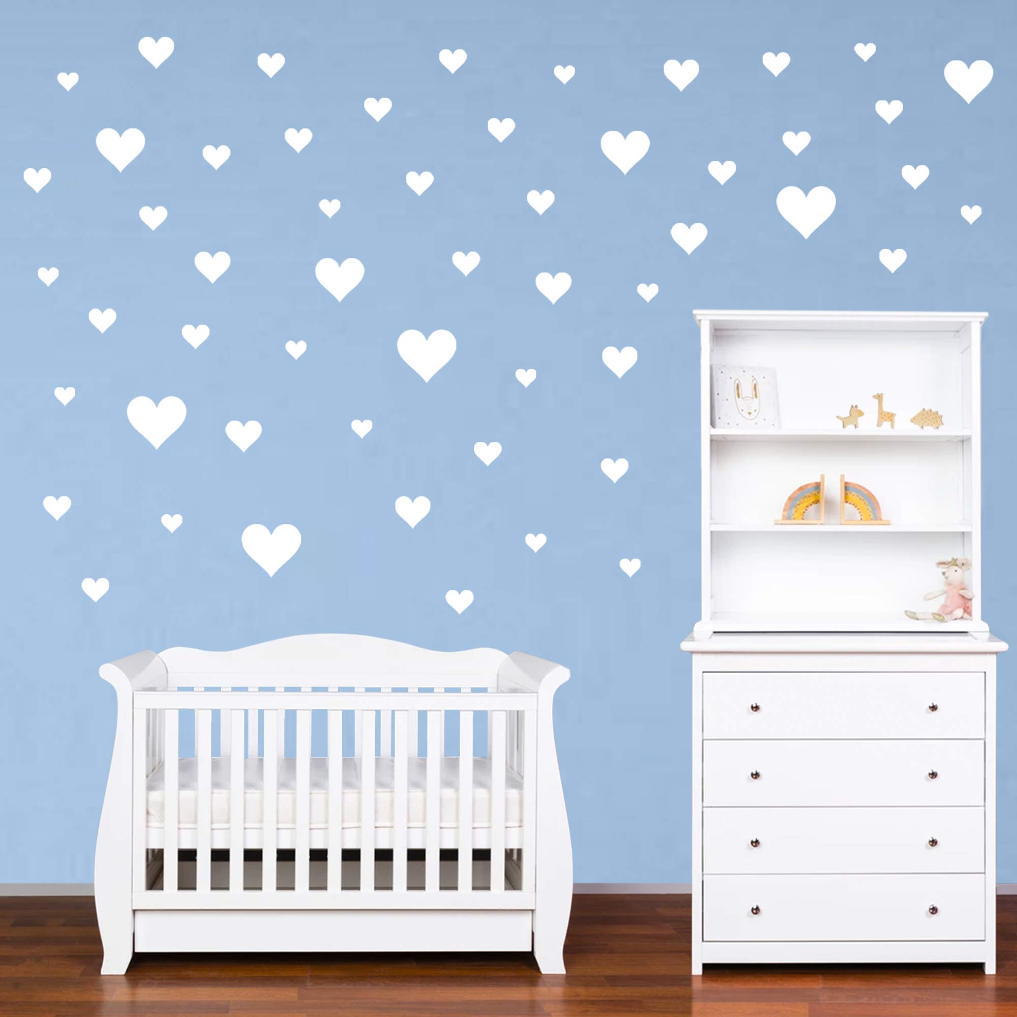 PREMYO Set of 86 Heart Wall Stickers Kids - Nursery Decor Easy to Apply - Decals for Bedrooms for Girls Boys White - Image 4