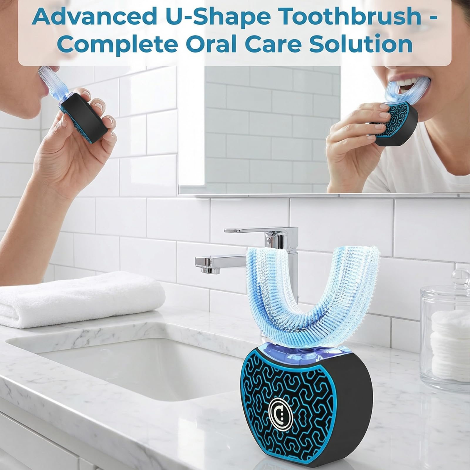 Amazon.co.jp: 電動歯ブラシ 音波振動歯ブラシ 自動歯磨き 360°U型