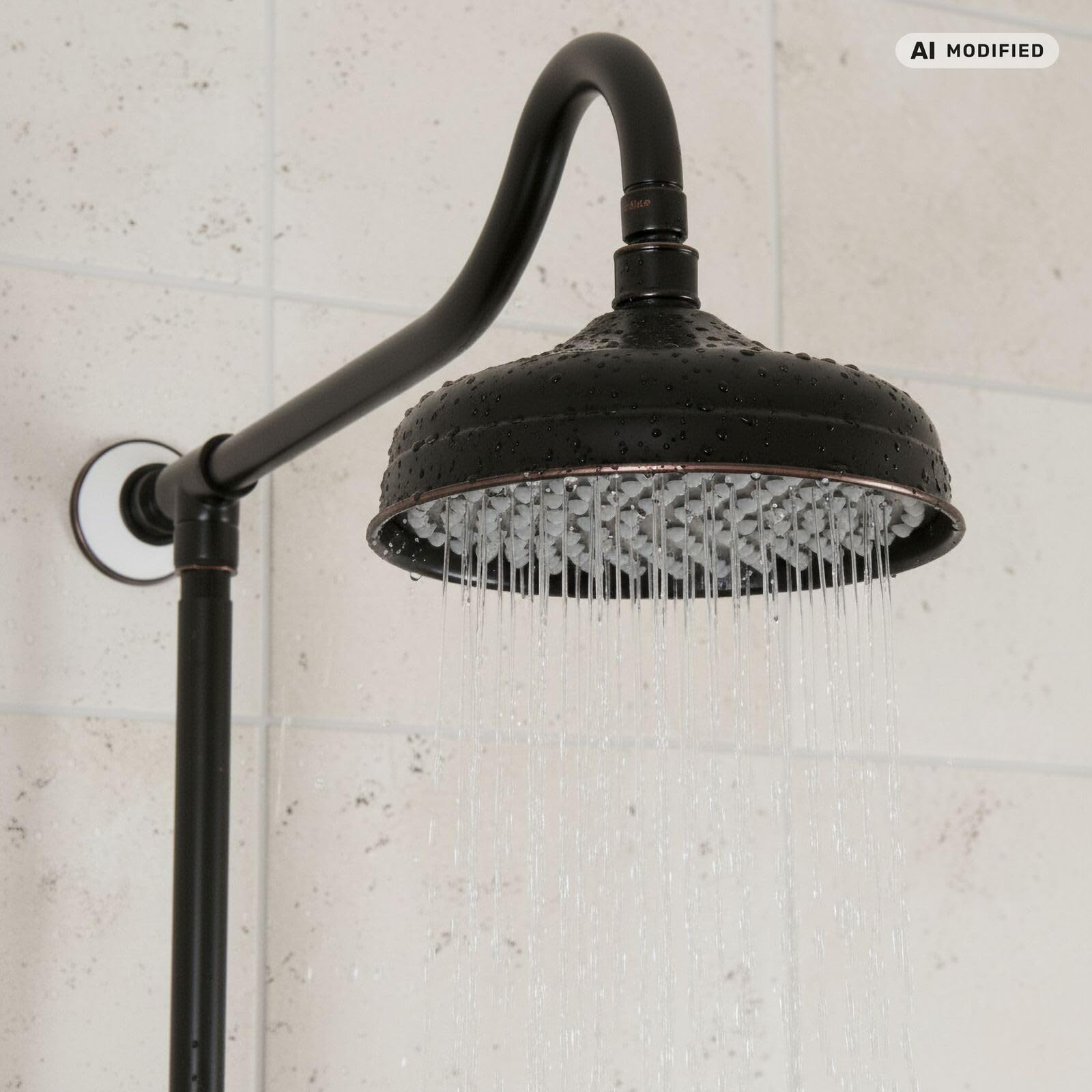 Sistema de Ducha Negro Latón Macizo Estilo Retro Nostálgico, Ducha de Cabeza 20 cm y Ducha de Mano, Montaje en Pared