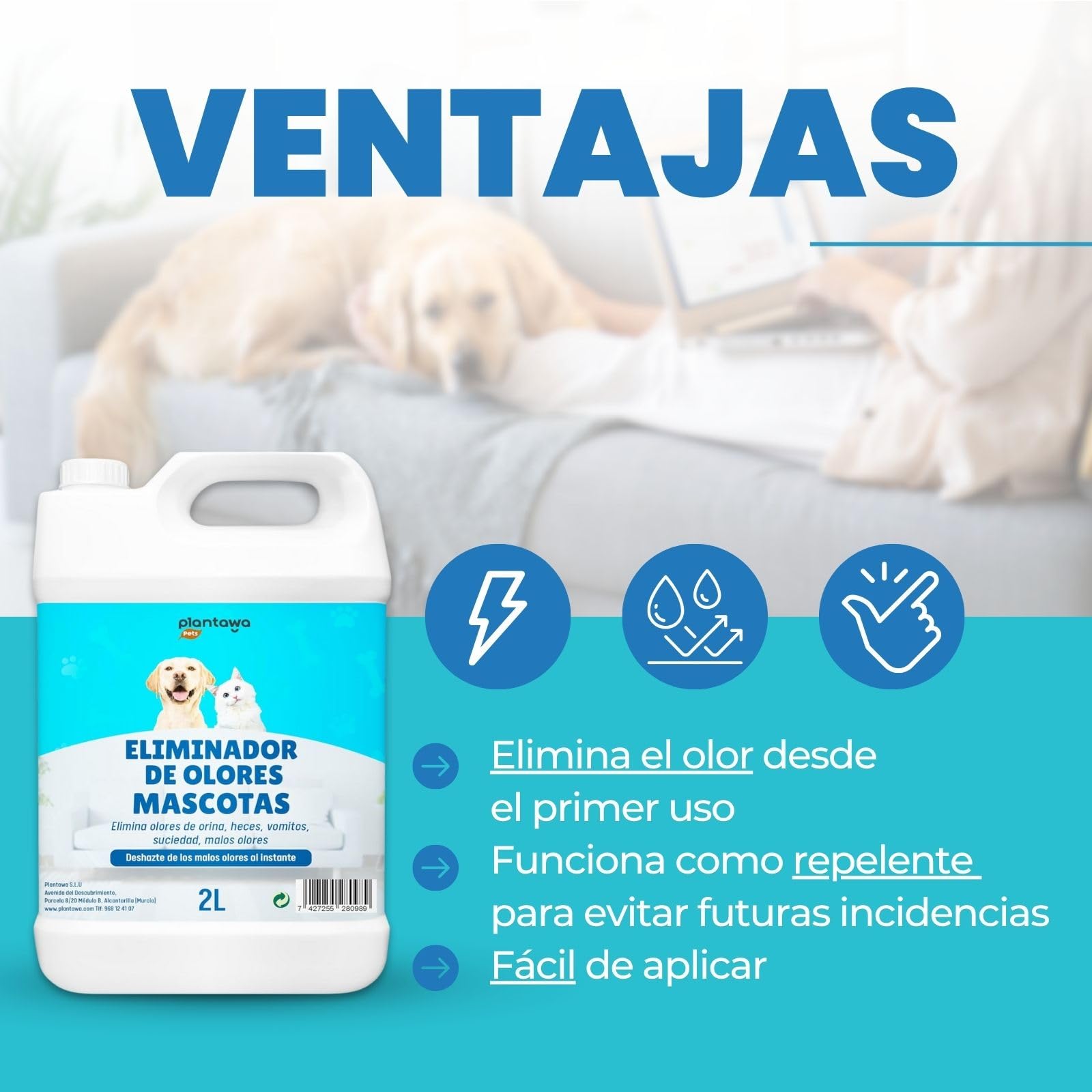 Natychmiastowy odświeżacz powietrza 2L neutralizator enzymatyczny zapach mocz odchody wymioty wewnątrz i na zewnątrz, patio w ogrodzie. Antyzapachowy mocz psy koty. Detergent enzymatyczny dla psów.