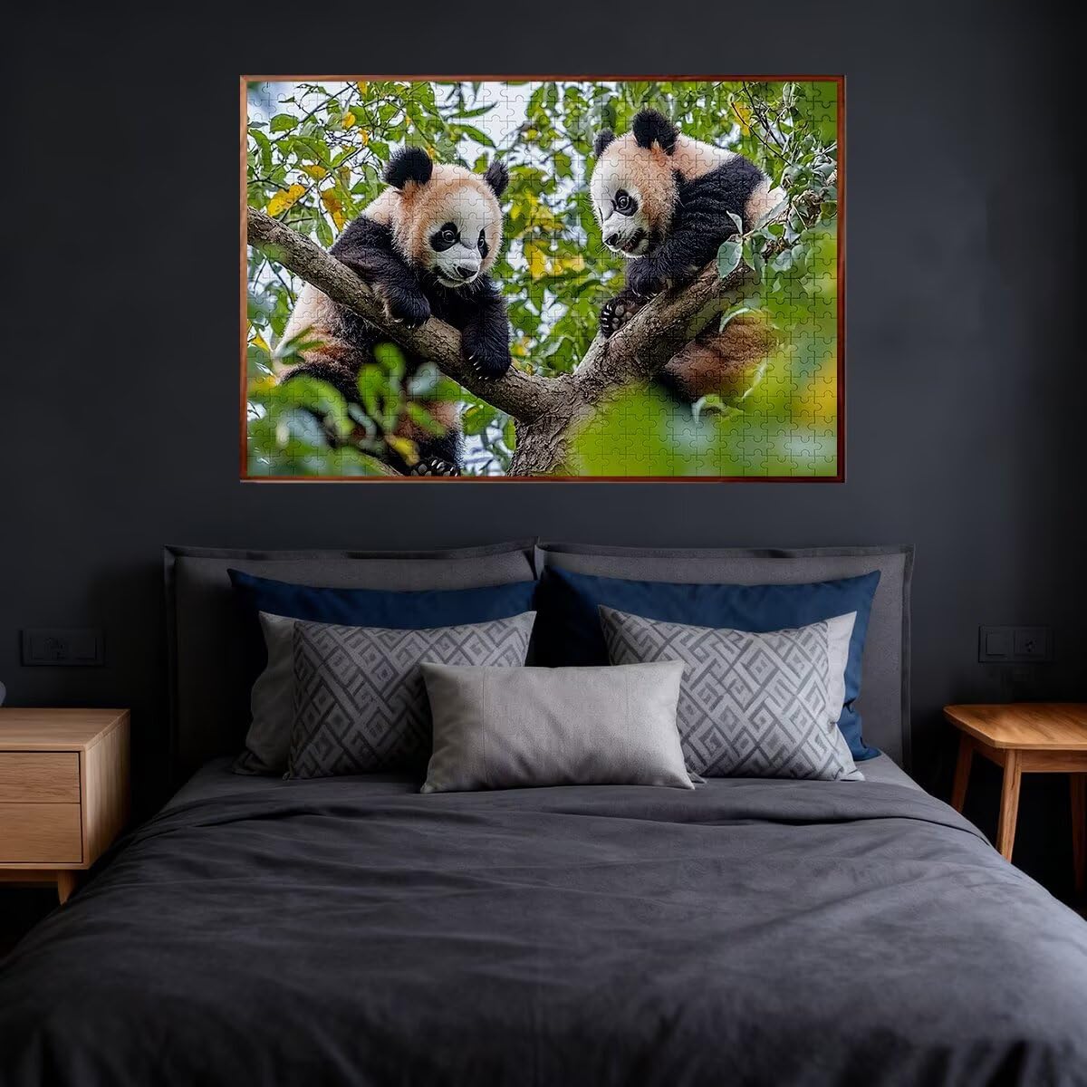 Puzzle 1500 sztuk Panda, drzewo dla dorosłych, klasyczne puzzle Wyzwanie edukacyjne Zabawki dla rodziny, niemożliwe drewniane puzzle z pudełkiem na prezent, dekoracja ścienna - 2091