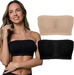 Kit 02 Top Faixa Selene Sem Costura Bustiê Canelado Sem Alça e Sem Bojo Feminino Adulto