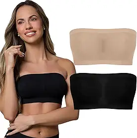 Kit 02 Top Faixa Selene Sem Costura Bustiê Canelado Sem Alça e Sem Bojo Feminino Adulto