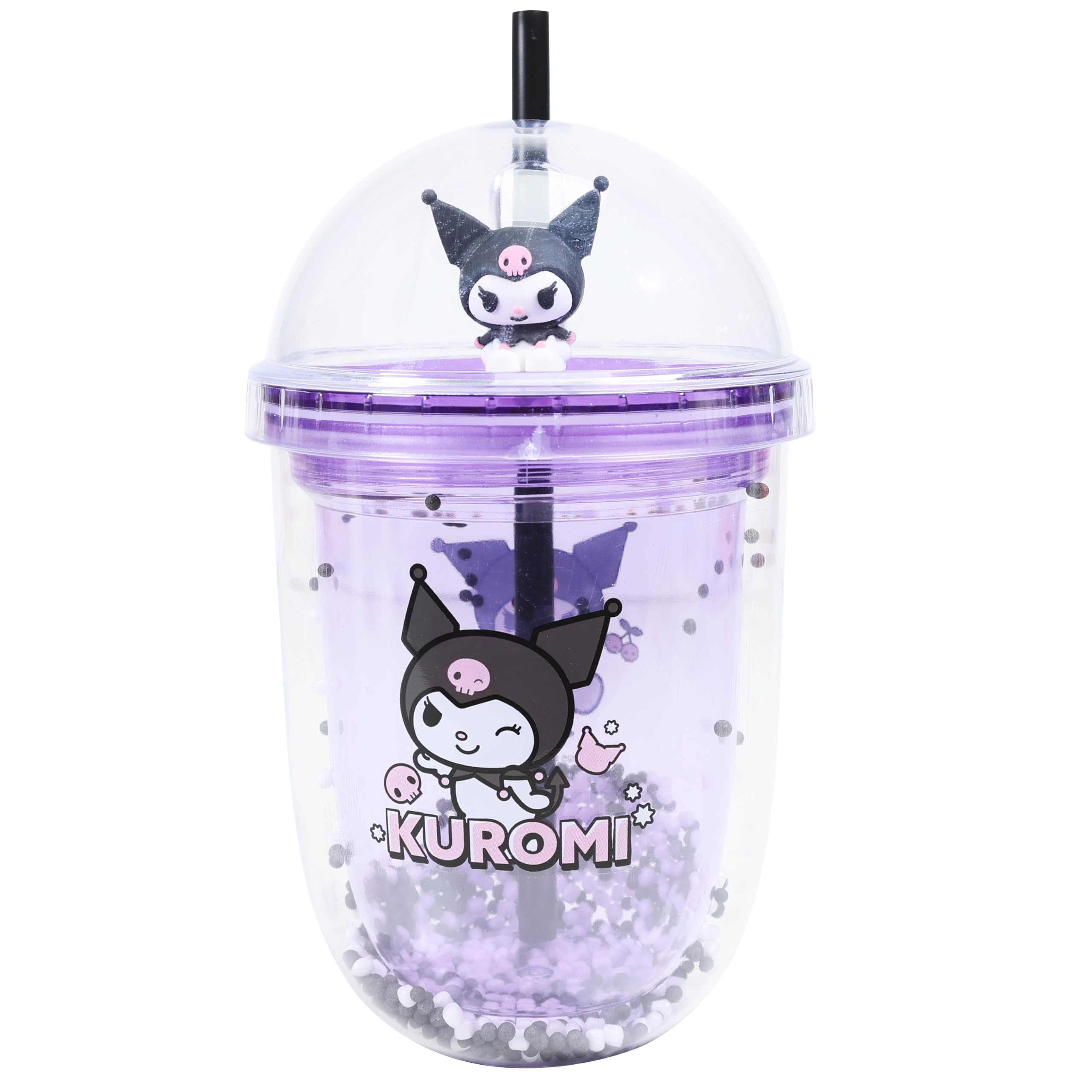 Kuromi Soda Cup with Lid and Straw, Officially Licensed Sanrio Gift