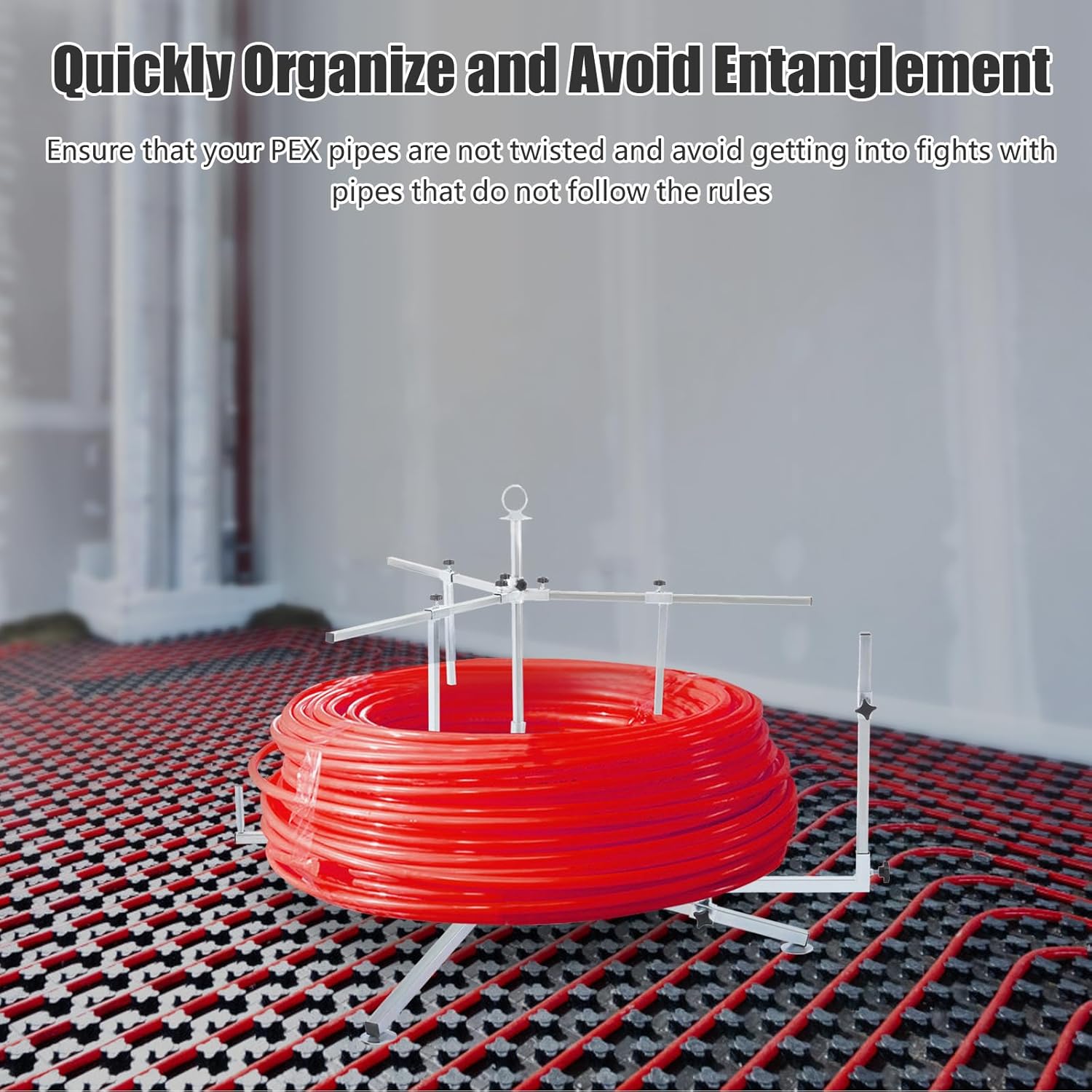 Pipe Reel Dispenser, Underfloor Heating Galvanized Pipe Drainer Galvanized Pipe Winder, PEX/PERT Pipe Dispenser Heavy Duty Pipe Uncoiler, Pex Uncoiler