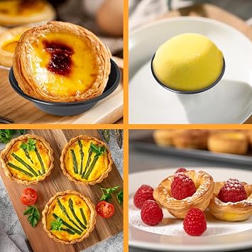 Pack of 12 Tart Moulds 8 cm Tartelette Moulds Reusable Mini Tartelette Moulds Non-Stick Coating Pie Mould Mini Quiche Mould Tartelette Moulds Quiche Mould and Fruit Cake Mould (8 cm x 12