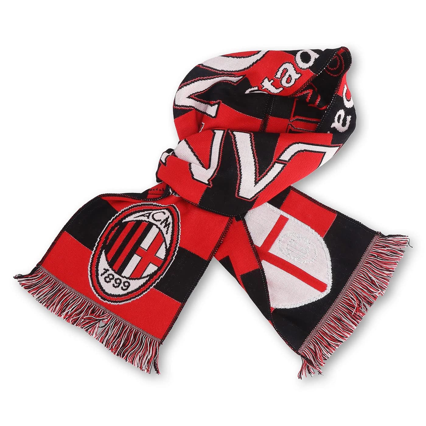 Sciarpa Ufficiale Milan Stadio San Siro 100% Acrilico Rosso Nero Unisex