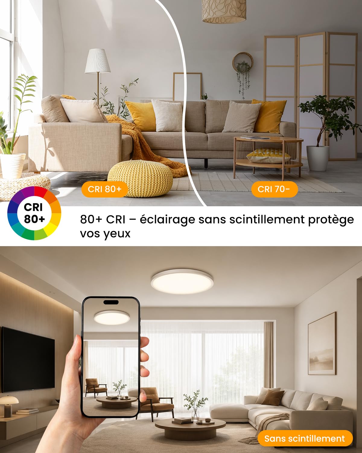 Plafonnier LED 14W, 4000K 3000LM Lampe Plafond, Rond 30CM | Ultra Plat, Étanche IP54, Moderne Éclairage de Plafond pour Cuisine, Chambre, Salle de Bain, Balcon
