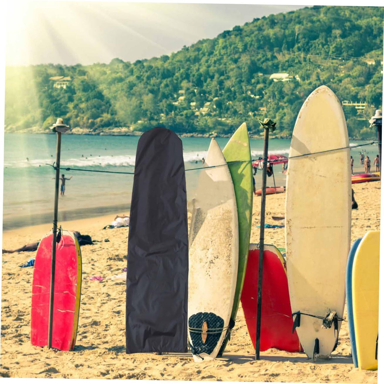 Toyvian Schwarze Surfbretttasche aus Oxford Stoff mit Praktischem Schutz für Outdoor Surfboards und Staubschutz für Altersgruppen