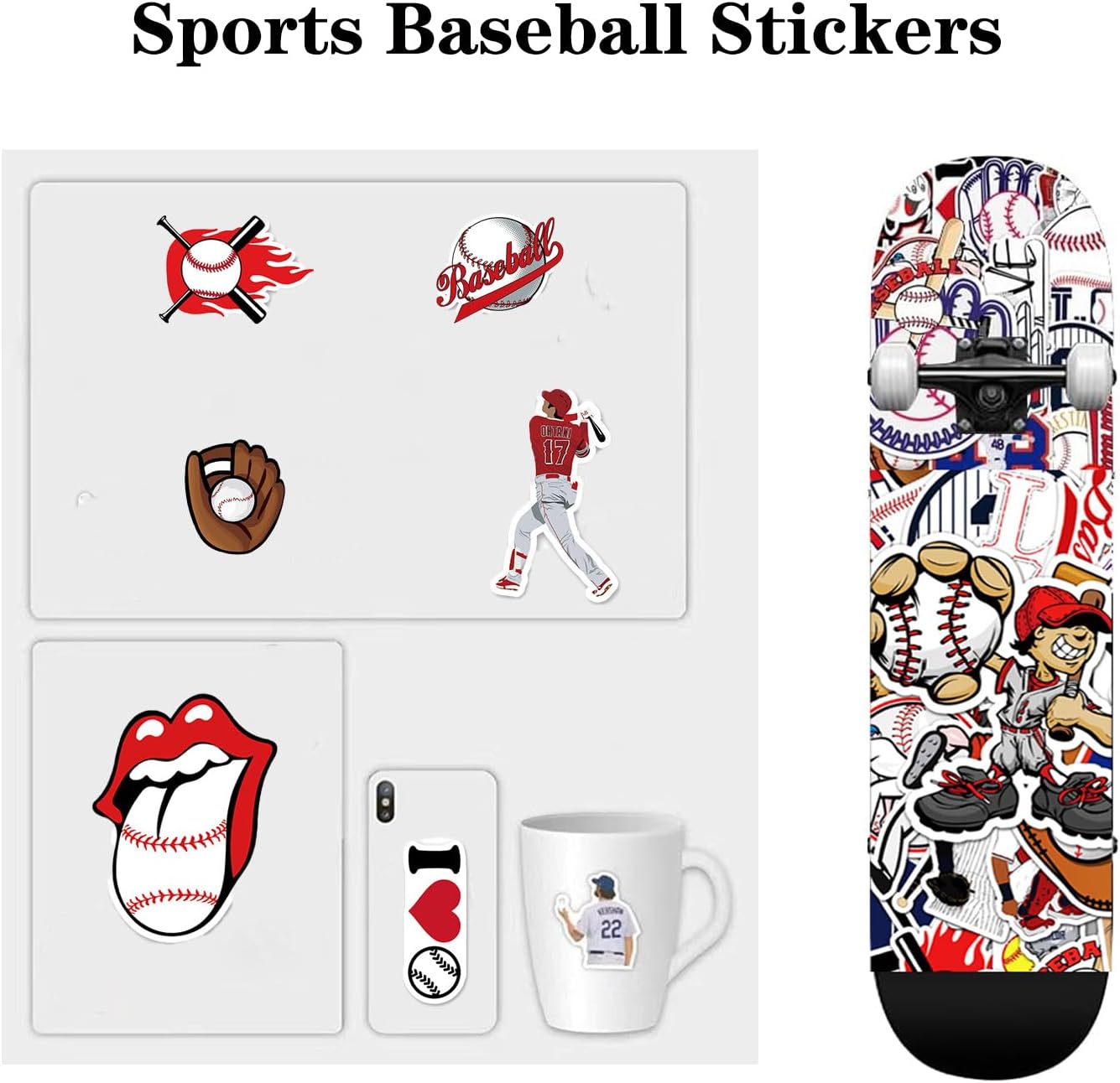 50Pcs Baseball Stickers Sports Theme Stickers,Water Bottle Stickers for Kids Boys Teens,Vinyl Stickers Bulk for Hydroflask Skateboard Laptop - Image 6