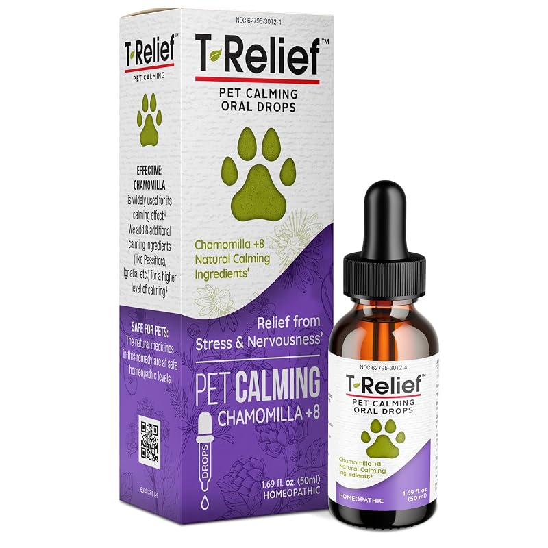 Gotas líquidas para cães e gatos MediNatura T-Relief com camomila e blend herbal, 50,7 mL