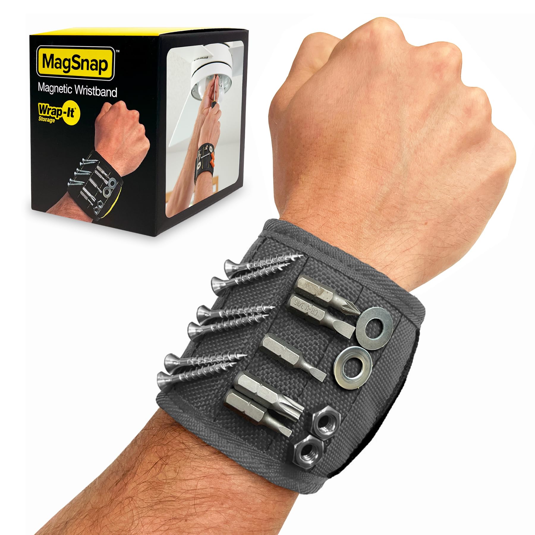 MagSnap Magnetic Wristband by Wrap-It Storage - Graphite Gray