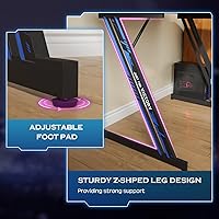 Vista 7 de PayLessHere Mesa de juego de 39 pulgadas Azul Escritorio para computadora en forma de Z con marco de acero, gancho para auriculares, pies