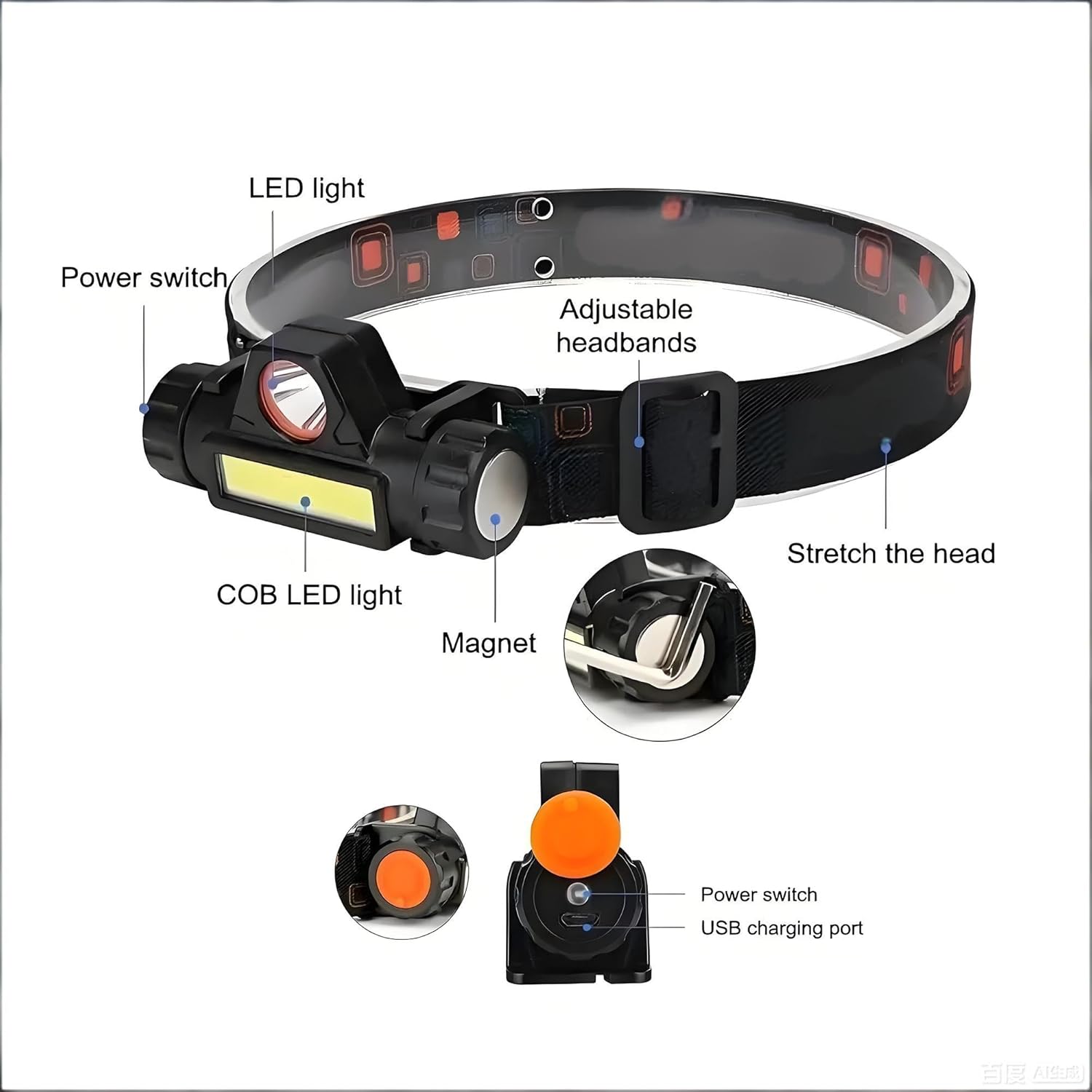 10 Pack Rechargeable Headlamp Flashlight 2 Mode Spotlight&Floodlight,Easy to use,Outdoor Camping Gear Hiking Fishing Running Cycling Headlight Emergency Lights for Home Gifts for Men