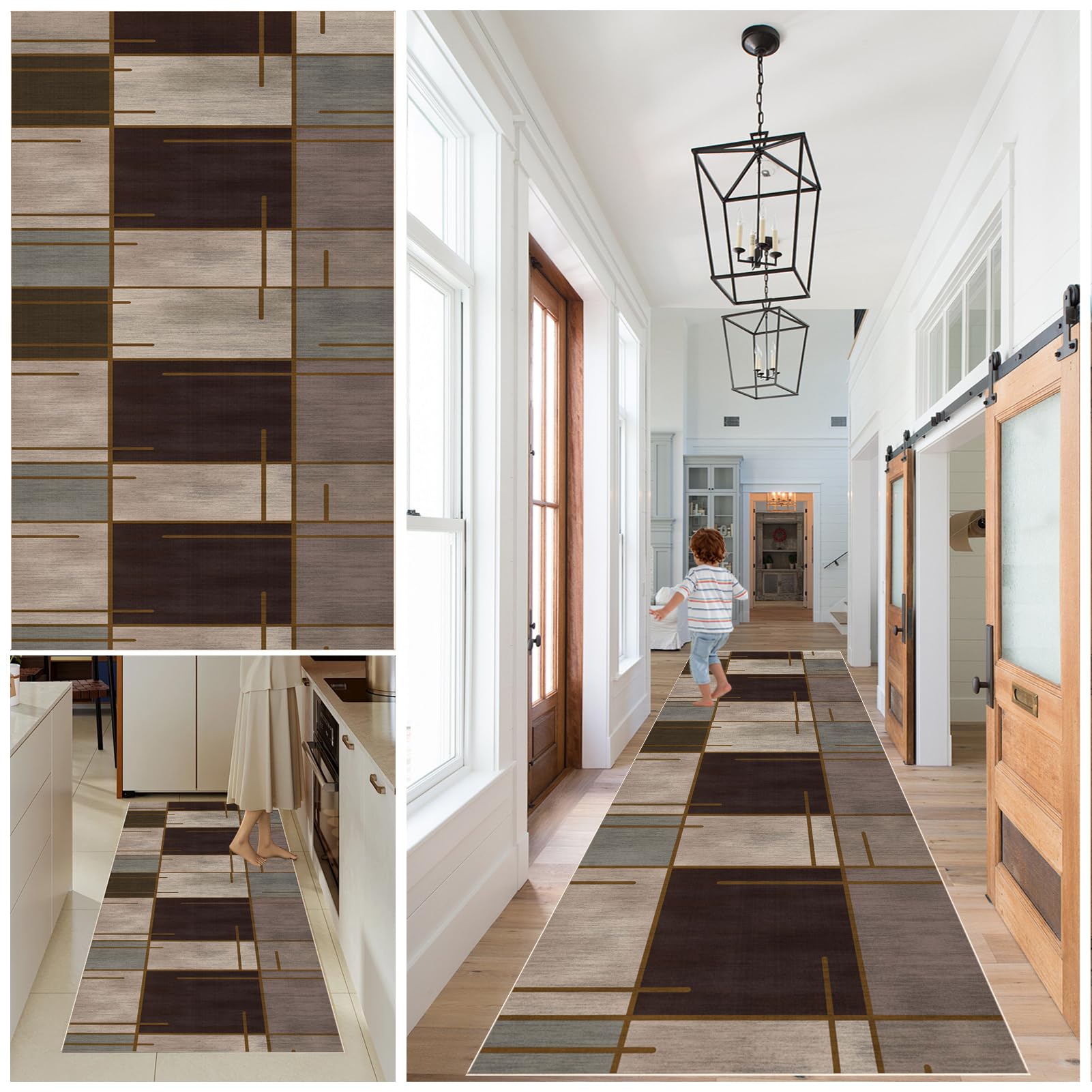 Qemgrste Long Runner Rugs for Hallway Non Slip Vintage Hall Runners Narrow Rugs Washable Carpet Runners Area Rugs Door Mat Carpet Runner for Kitchen for Bedroom Kitchen Hallway Entryway 100 x 450 cm โ image 1