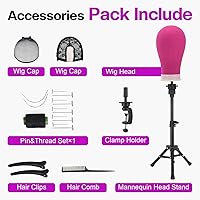 Vista 7 de Neverland Beauty & Health Soporte de peluca con cabeza, cabeza de maniquí con soporte de peluca trípode, juego de cabeza de maniquí de lona