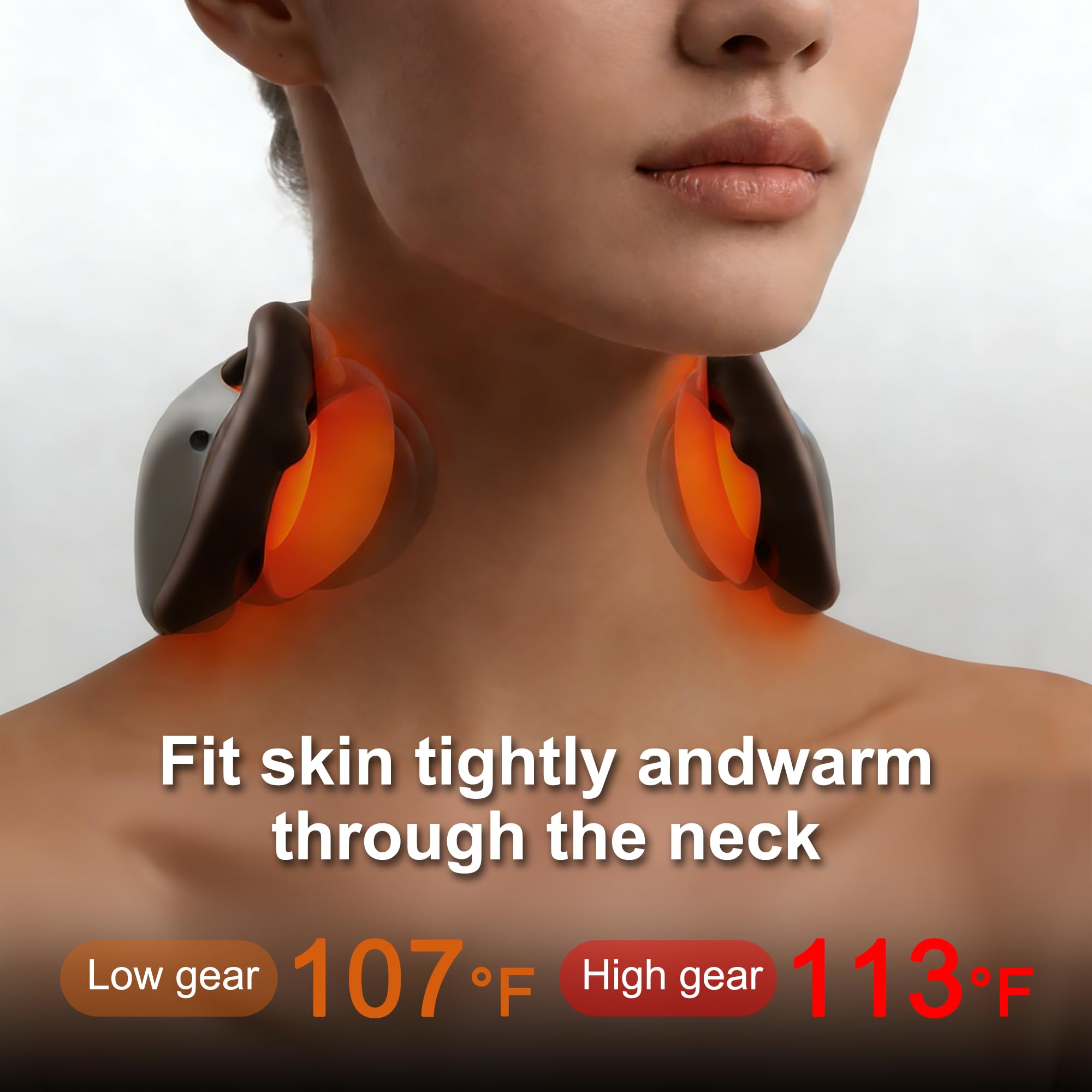 LEERCON Masajeador de cuello y espalda con calor, amasamiento de dedos biónico 3D, almohada de masaje Shiatsu de tejido profundo, portátil para aliviar el dolor, regalo ideal para hombres y mujeres