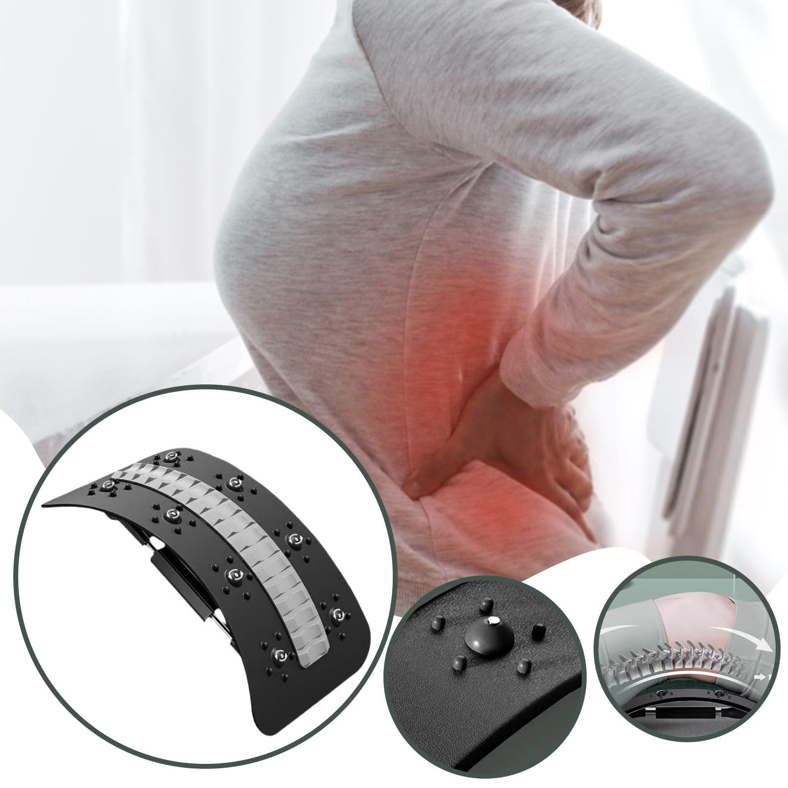 Étirement du dos, planche de soutien de la taille, masseur de la colonne vertébrale, outil d'alignement réglable, appareil lombaire, aide à la flexibilité portable, rehausseur ergonomique pour