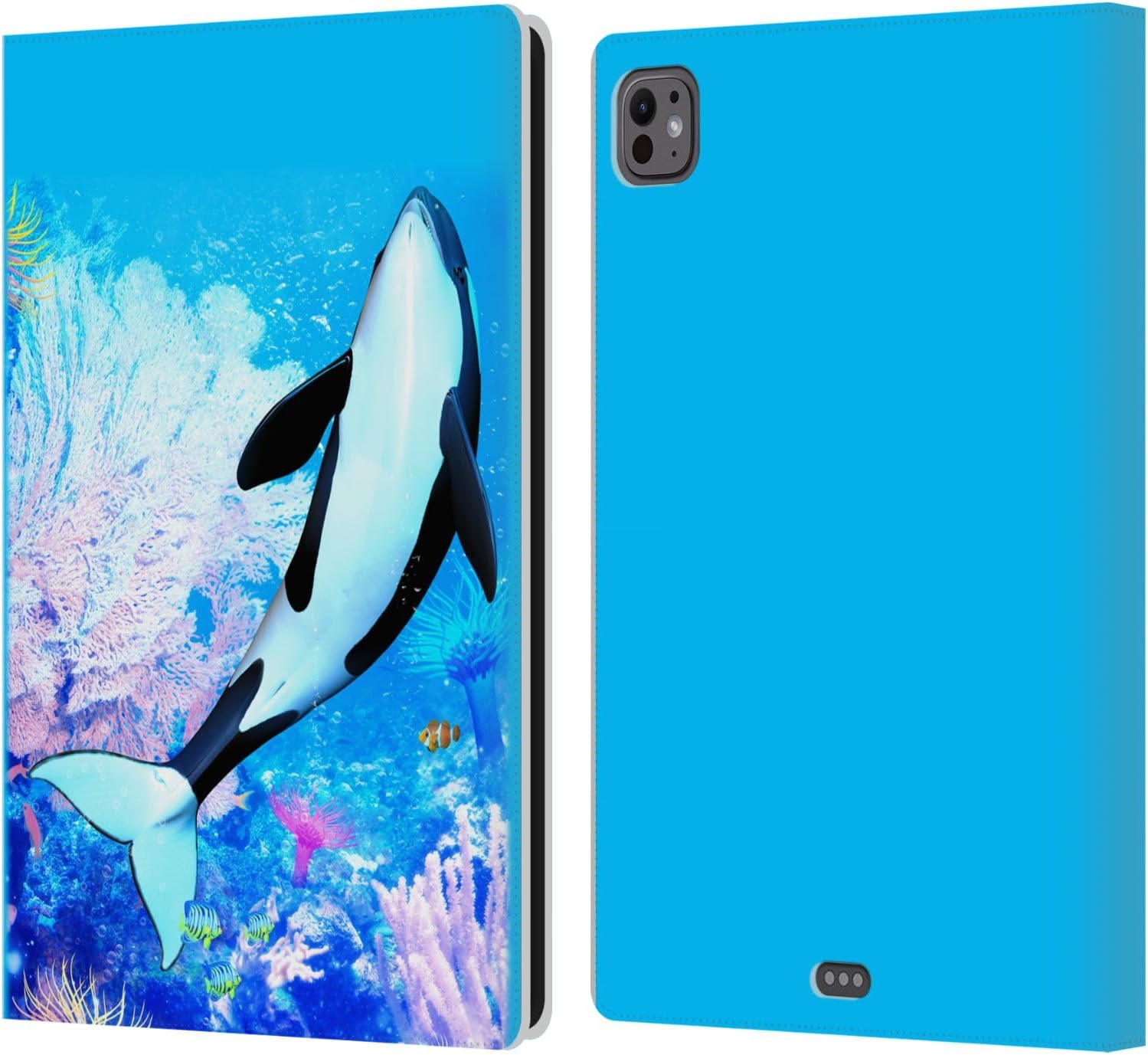 Head Case Designs Officially Licensed Simone Gatterwe Killer Whales Life in Sea Leather Wallet Case Compatible with Apple iPad Air 2 (2014)
