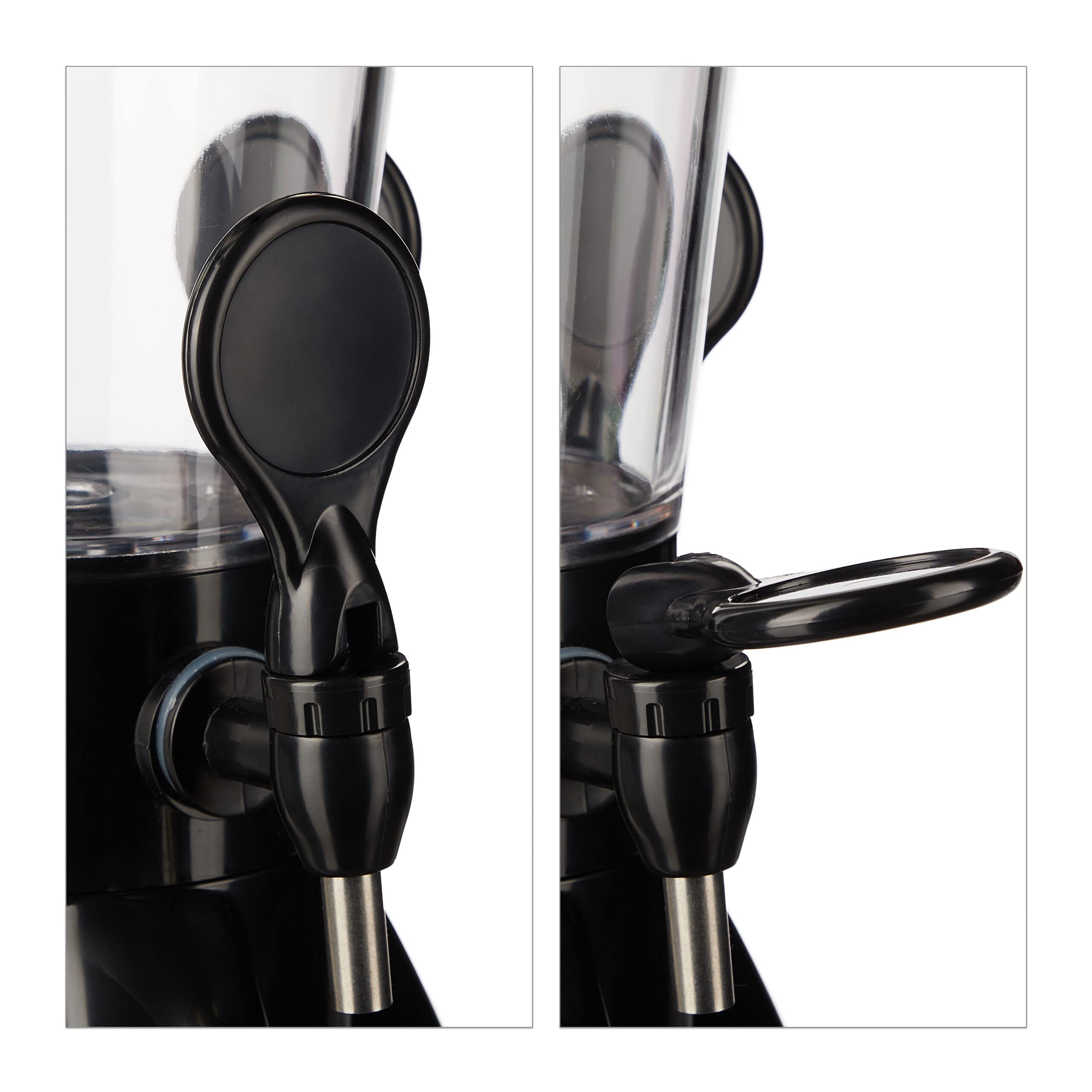 Relaxdays Torre de Cerveza con 3 Grifos, 4 L, Dispensador de Bebidas con Enfriador, Beer Tower, Transparente y Negro