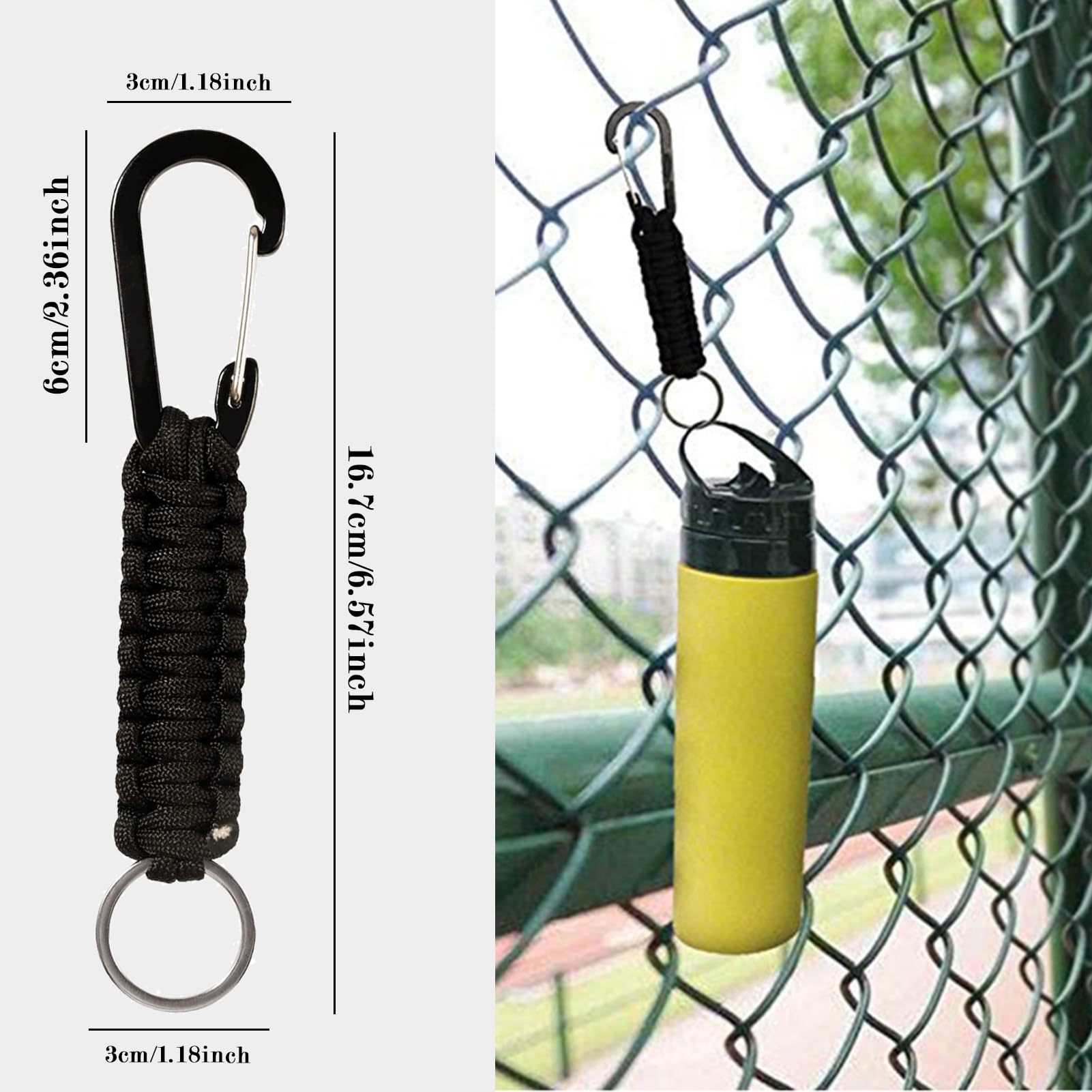 Snmzlc 4 Pcs keychain with carabiner Lanyard Hanger with Chain Chain Hooks Heavy Duty Hook Holder for Water Bottle Outdoor, hiking, barbecue, backpacking US231